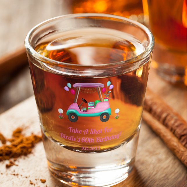 Elegant Women's Golf Party Cart Birthday  Shot Glass (Creator Uploaded)