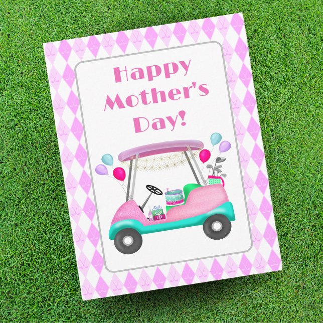 Elegant Women's Golf Party Cart Mother's Day Card (A Happy Mother's Day golf card! For the golfing Mother who always has her eye on the ball!)