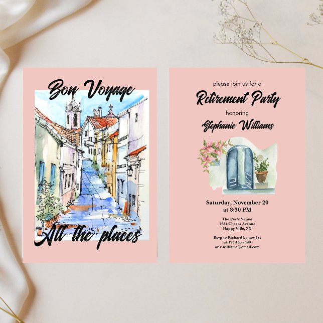 Elegant Womens Retirement Bon Voyage Invitation (Creator Uploaded)