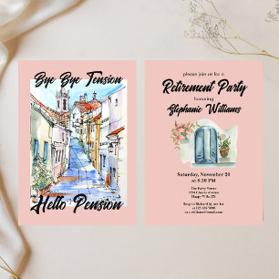Elegant Womens Retirement Bye Bye Tension Invitation