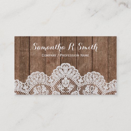 Elegant Wood and Lace Business Card