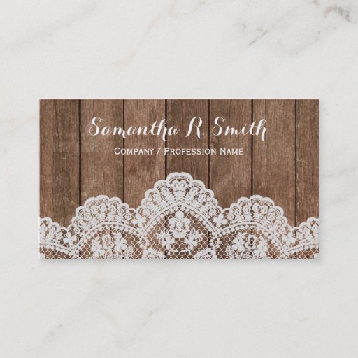 Customizable Elegant Wood and Lace Business Card
