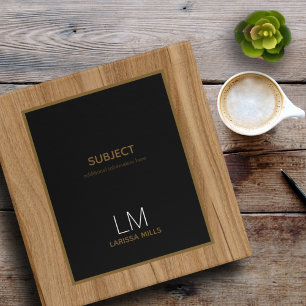 Elegant wood + black, rustic & personalized 3 ring binder