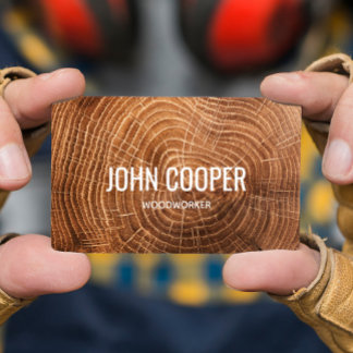Elegant Wood Carpenter Construction Business Card