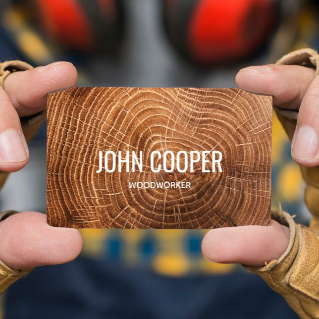 Elegant Wood Carpenter Construction Business Card (Creator Uploaded)