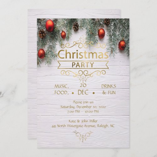 Elegant Wood Christmas Design Party Invitation