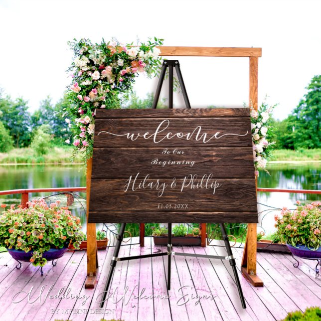 Elegant Wood Decor Rustic Wedding Welcome Sign (Creator Uploaded)