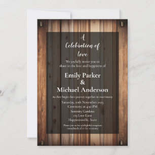 Elegant wood frame wedding invitation
