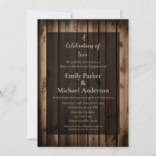 Elegant wood frame wedding invitation