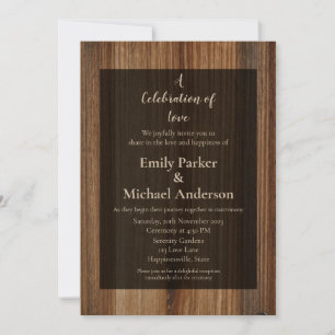 Elegant wood frame wedding invitation