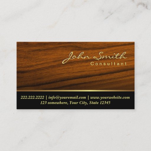 Customizable Elegant Wood Grain Consultant Business Card