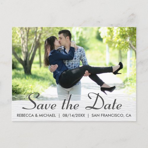 Elegant Wood Grain Custom Photo Save the Date Postcard