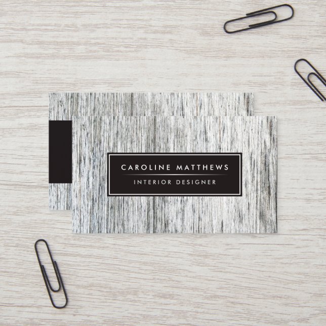 Elegant wood grain modern personal profile business card (Front/Back In Situ)