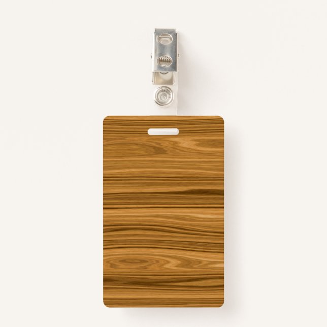 Elegant Wood grain style Badge (Front with Clip)