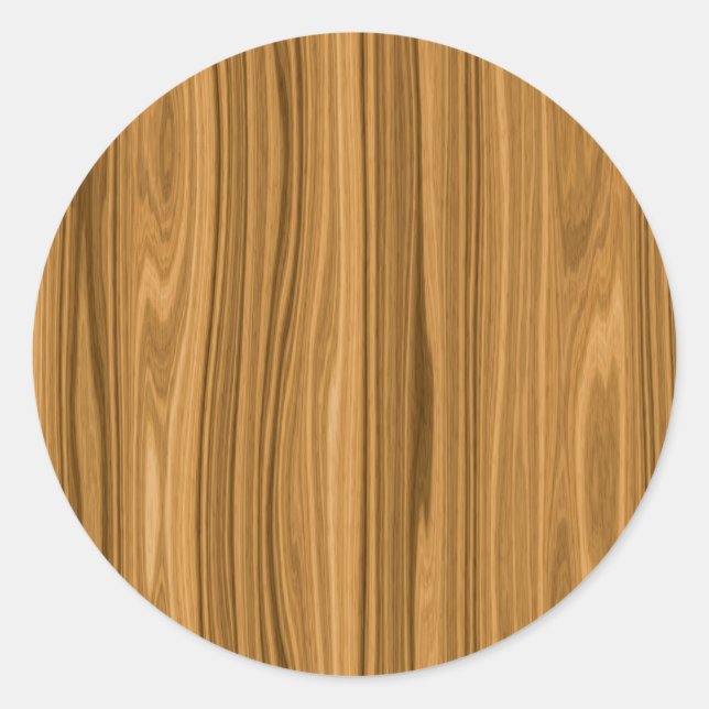 Elegant Wood grain style Classic Round Sticker (Front)