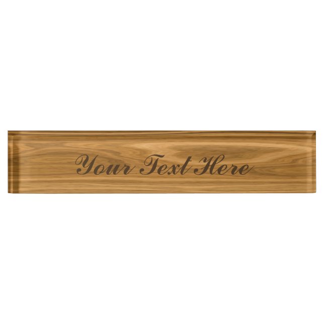 Elegant Wood grain style Desk Name Plate (Front)