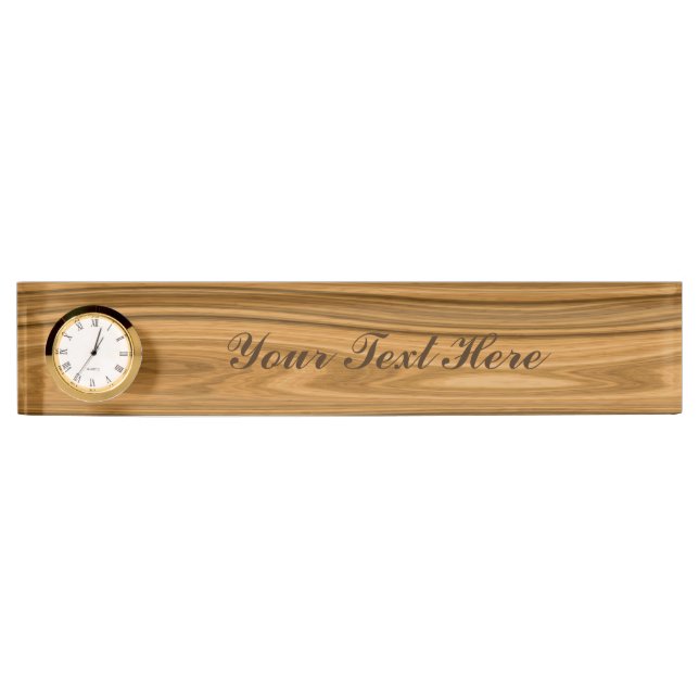 Elegant Wood grain style Desk Name Plate (Front)