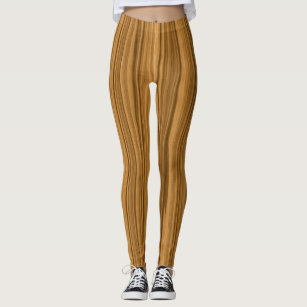 Cool elegant light brown bamboo wood print Leggings