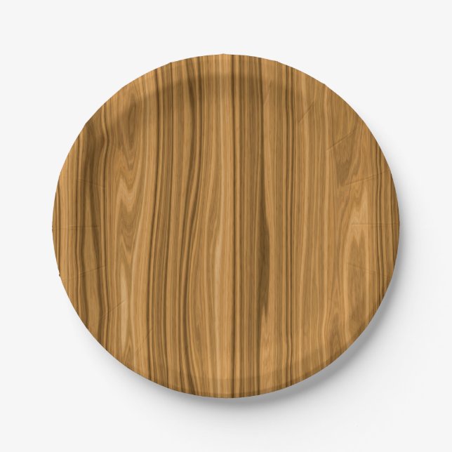 Elegant Wood grain style Paper Plates (Front)
