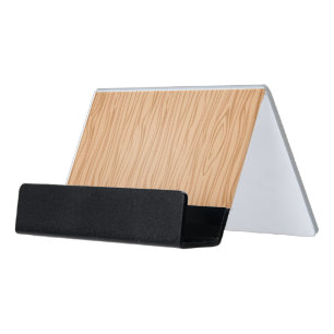 Elegant Wood Look Desk Business Card Display Holder