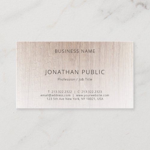 Elegant Wood Look Modern Minimalist Professional Business Card
