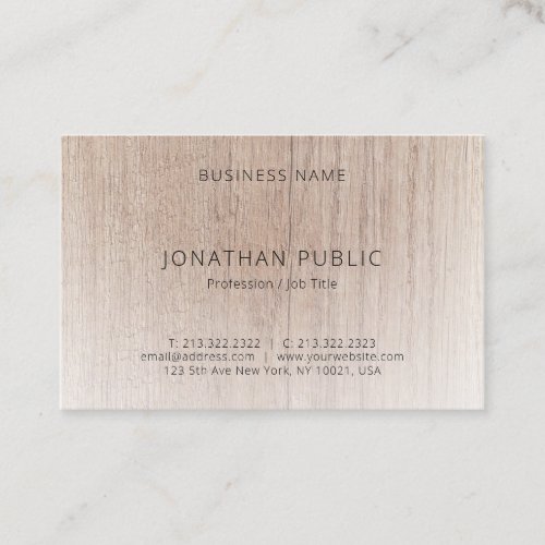 Elegant Wood Look Modern Simple Design Template Business Card