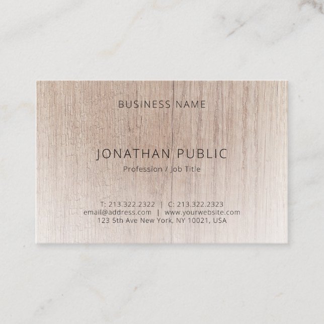 Elegant Wood Look Modern Simple Design Template Business Card (Front)