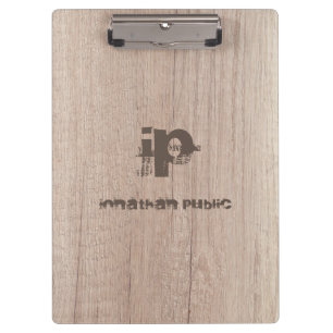 Elegant Wood Look Monogram Template Personalized Clipboard