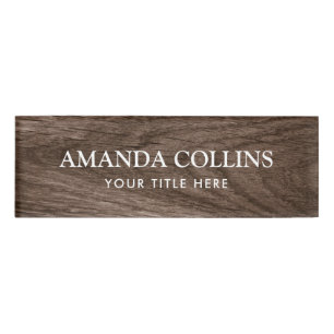 Elegant wood look name tags