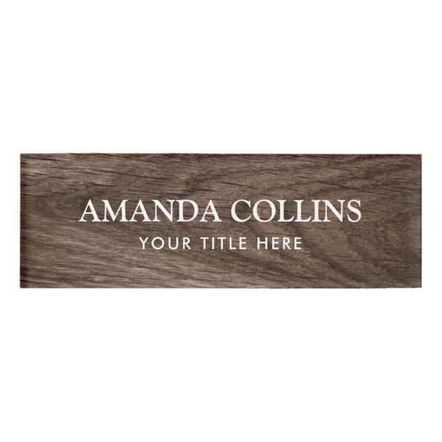 Elegant wood look name tags (Front)