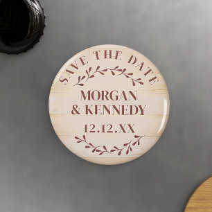 Elegant Wood Look Wedding Save the Date Magnet