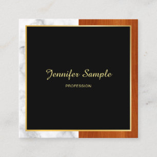 Elegant Wood Marble Gold Luxurious Template Square Business Card