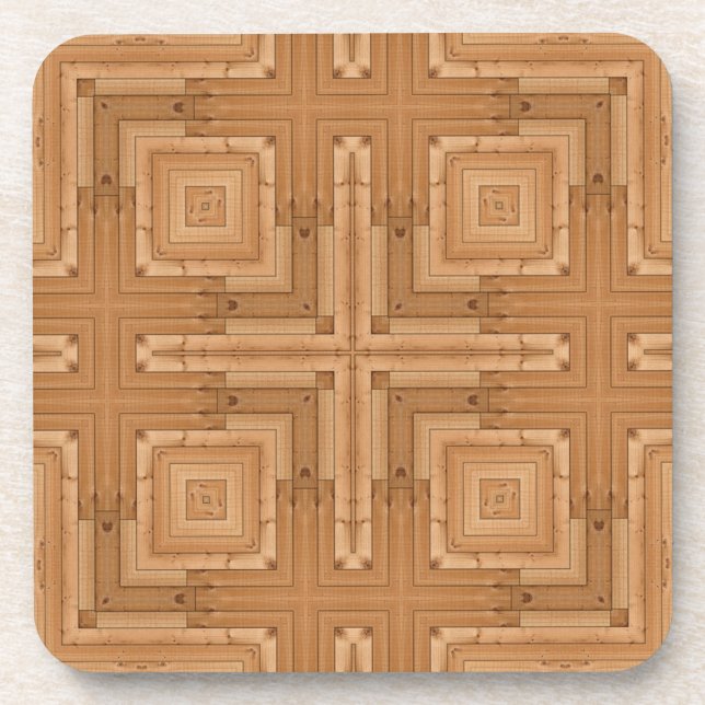 Elegant Wood Pattern Beverage Coaster (Front)