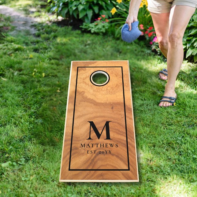 Elegant Wood Personalized Wedding Monogram Cornhole Set (Creator Uploaded)