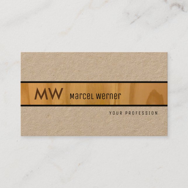 elegant wood rustic kraft premium pro business card (Front)