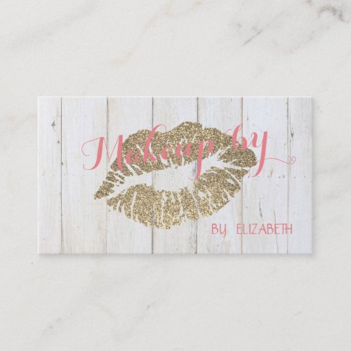 Elegant Wood TextureGlittery Lips Business Card