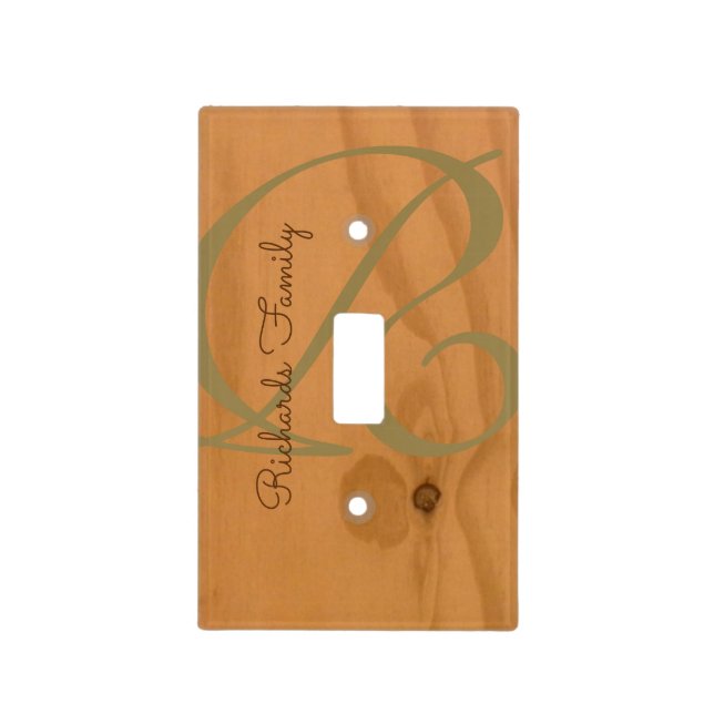 Elegant Wood Texture Rustic & Personalized Light Switch Cover (Front)