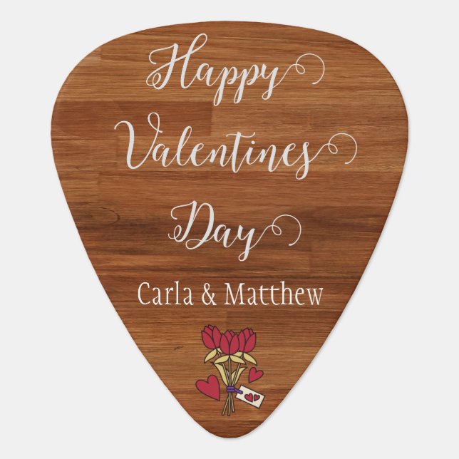 elegant wood valentine, Sweet for couple Guitar Pick (Front)