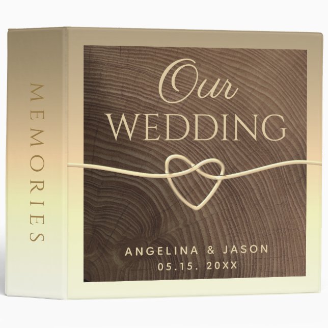 Elegant Wood Wedding Album 3 Ring Binder (Front/Spine)