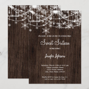 Elegant wood winter Sweet 16Invitation Invitation