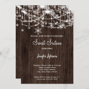 Elegant wood winter Sweet 16Invitation Invitation