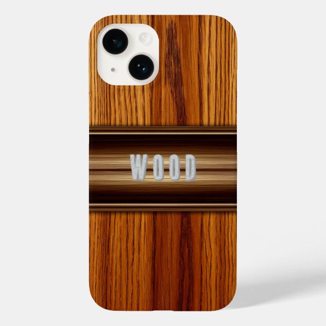 Elegant Wooden Texture with Decorative Brass Case-Mate iPhone Case (Back)