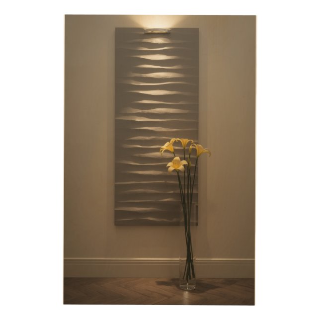 Elegant Wooden Wall Art with Silver Vase  (Front)