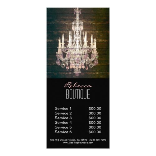 elegant woodgrain chandelier vintage promotional rack card