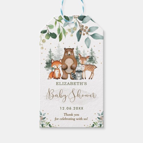 Elegant Woodland Animals Forest Baby Shower Favor Gift Tags