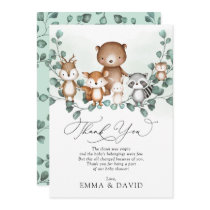 Elegant Woodland Animals Greenery Thank You Card
