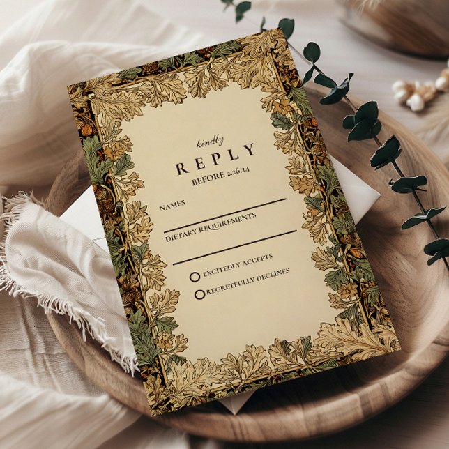 Elegant Woodland Botanical Wedding RSVP Card (Creator Uploaded)