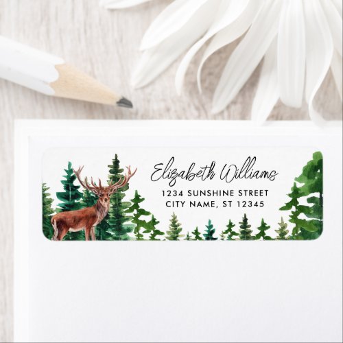 Elegant Woodland Deer Return Address Label