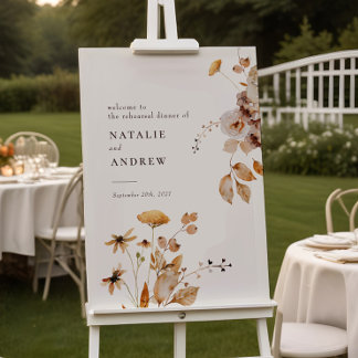 Elegant Woodland Fall Floral Rehearsal Dinner Sign