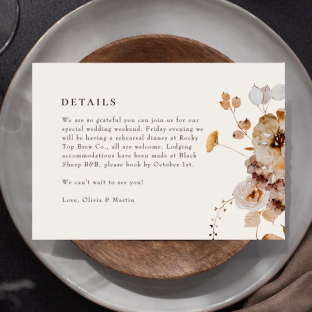 Elegant Woodland Fall Floral Wedding Details Card (Creator Uploaded)